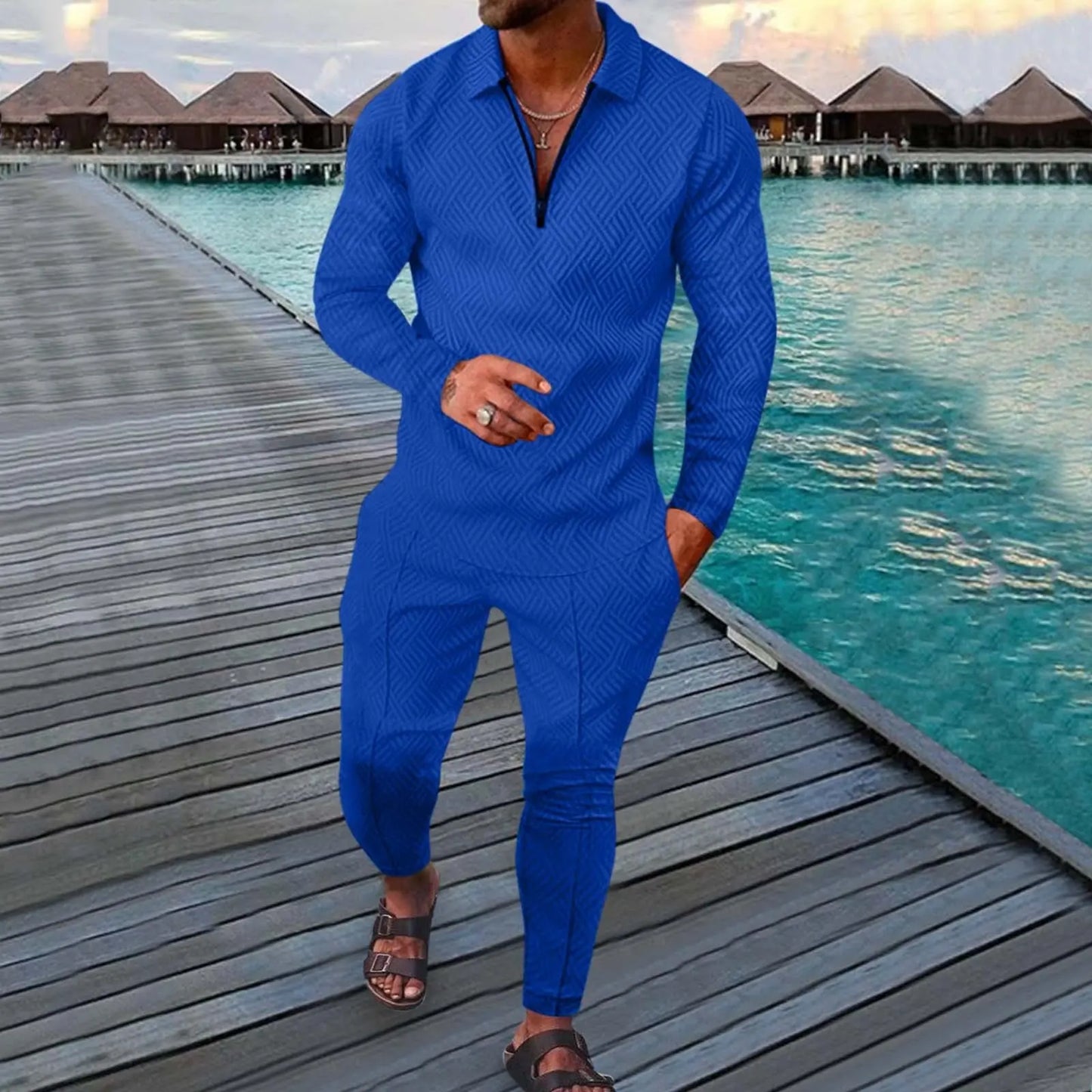 Men V-neck Clothing Sets - Season Prestige