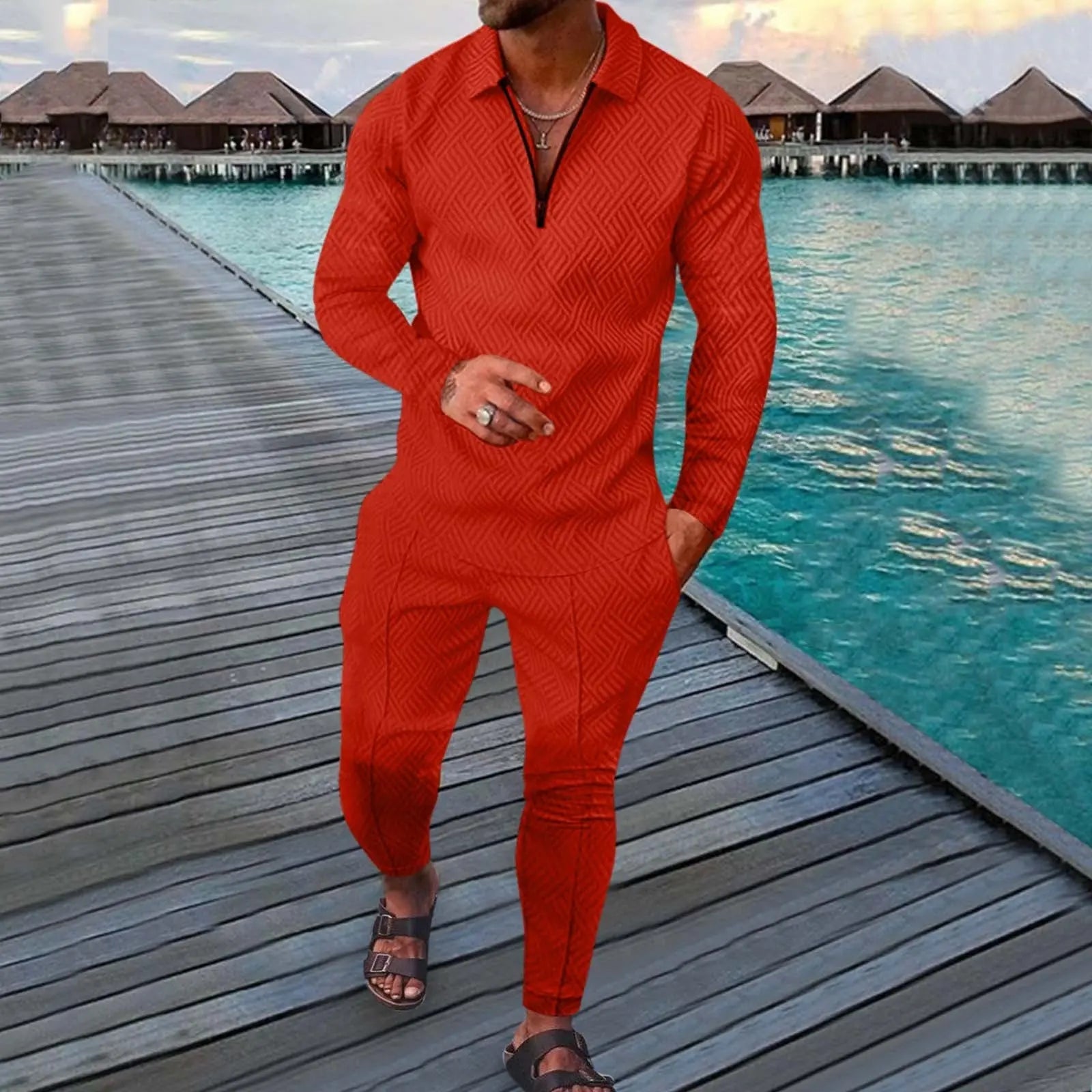 Men V-neck Clothing Sets - Season Prestige