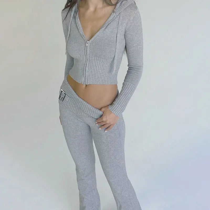 Long Sleeve Zipper Hooded Women Tracksuit - Season Prestige