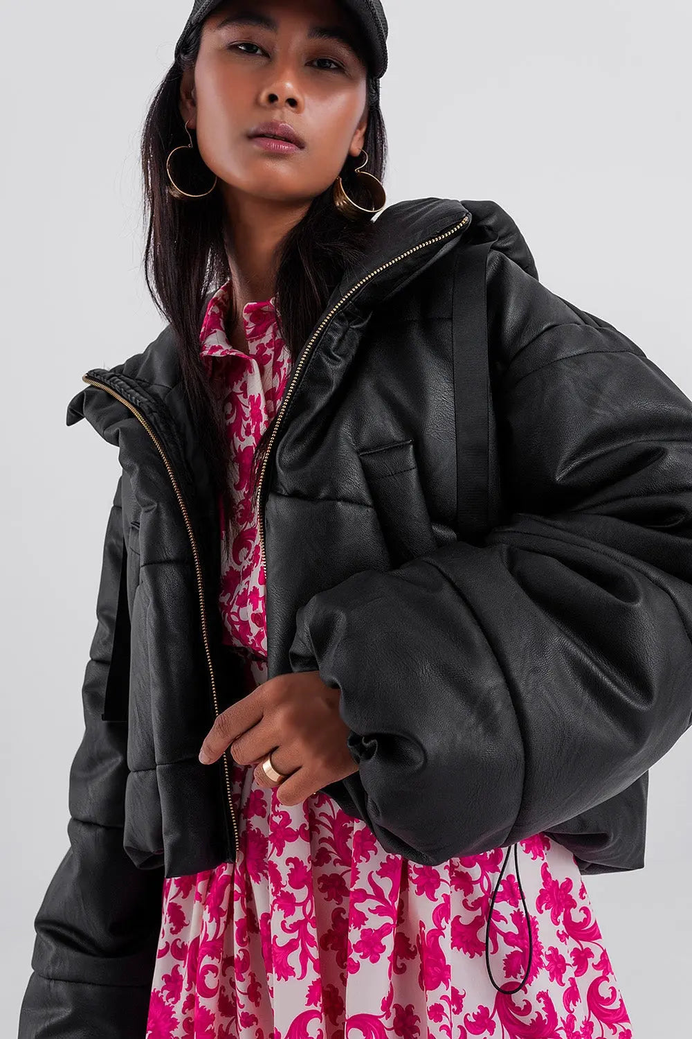 Season Prestige Black Bomber Puffer Jacket | Oversized Urban Style