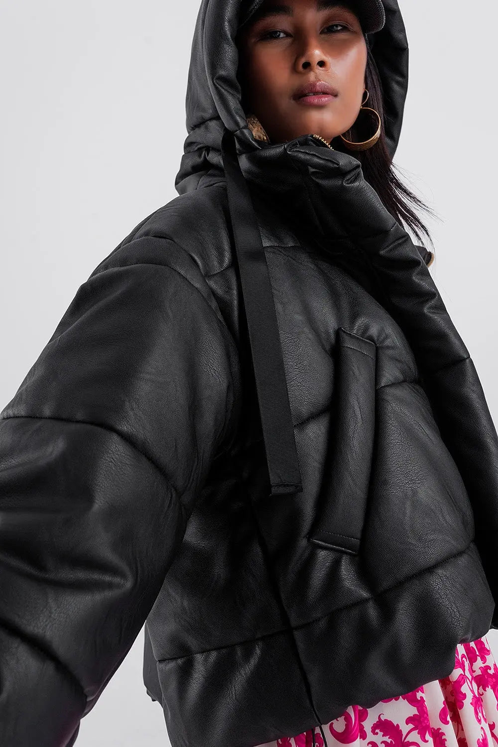 Season Prestige Black Bomber Puffer Jacket | Oversized Urban Style