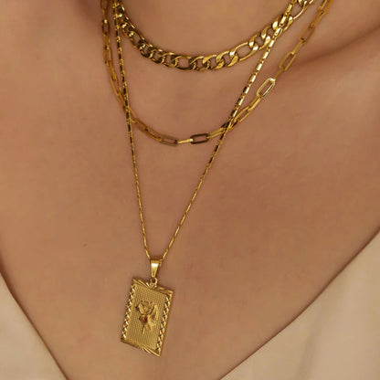Gold Geo Floral Necklace Season Prestige
